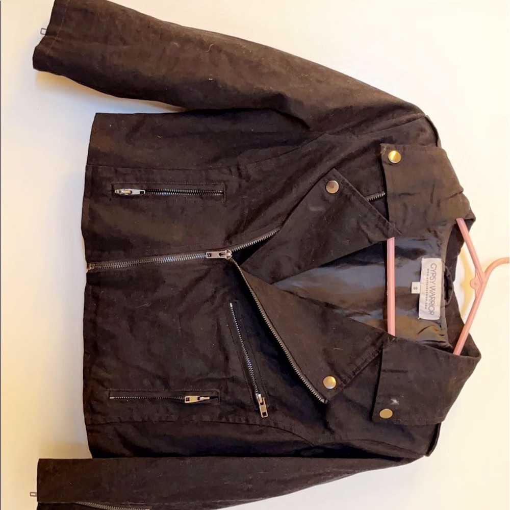 Black Cropped Moto Jacket